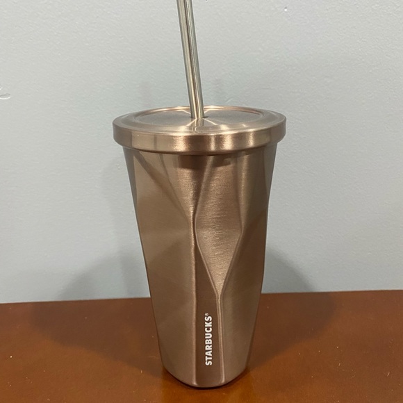 Starbucks Rose Gold Tumbler With Straw - Coffee Cup (circa 2012) - Picture 2 of 5